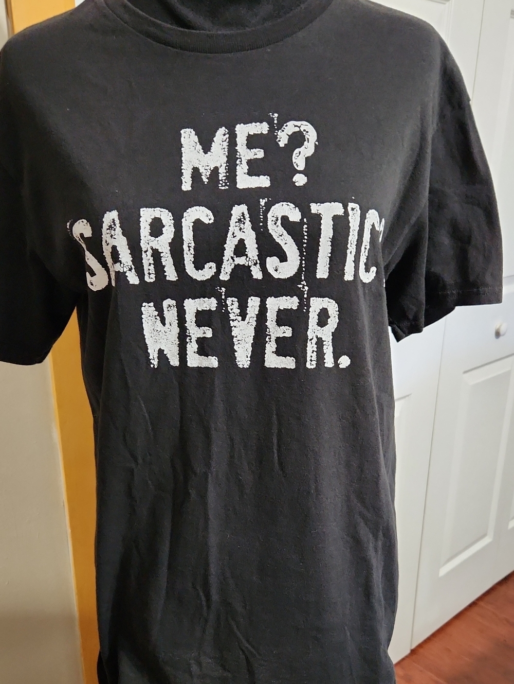 Delta Black Short-Sleeve Graphic Tee - ME? SARCASTIC. NEVER.